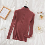 Fongt Collar Sweater Bottomed Women's Long-Sleeved Top 2024 Autumn And Winter New Button Tight Knitted