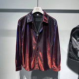 Fongt Men's Fried Street Long-Sleeved Shirt 2025 Spring And Autumn New Loose Handsome Bright Outside Wearing Shirt Men