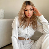 Korean Fashion Streetwear Outfits Cropped Sweatshirts 2020 Autumn Long Sleeve Solid Casual Zipper Up Women's