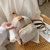 Summer Tiny Daisy Weave Backpacks Fashion Cherry PU Backpack Small Straw Beach Daypack Girls Rattan Holiday Travel