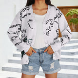 Fongt Long-Sleeved Knitted Autumn And Winter New Coat Loose Cartoon Dinosaur Cardigan
