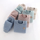 Pajamas Set Boys Girls Cotton-padded Pjs Top and Pants Unisex 3 layers to Keep Thick Warm Clothes Toddler Clothing