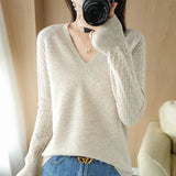 Fongt Out Makes Bottom Unlined Upper Garment Female Autumn Dong New Style Sweater Inside Jacket Long Sleeve Sets Foreign Style Slim V Gets Sweater Female-Outfit