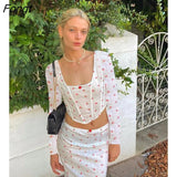 Women Summer 2 Pieces Outfits Floral Print/Solid Color Sleeveless Camisoles Tank Tops and Low-Waist Midi Skirts