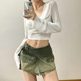 Fongt Summer New Women's Fashion Sexy Solid Color Folding Hood Repair Waist Open Umbilical Sunscreen