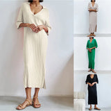 Fongt Ribbed Knitting On Both Sides Of The Short-Sleeved Skirt YF2377-Outfit