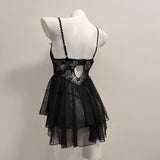 Fongt Sexy Pajamas High-End Ballet Mesh With Chest Cushion Steel To Seeto-Back Sling Skirt Suit