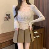 Fongt Girls Black Fake Two Spliced Half-Body Skirt High-Waisted Stripe Short Skirt Short Skirt 100-Fold Skirt