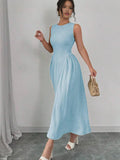 Fongt Women's Sleeveless Spring And Summer Thin Temperament Waist Dress