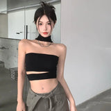 Sexy Summer Sleeveless Halter Tops Solid Color Women's Camisole-Outfit