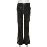 Fongt Hot New Ebay2023 Women Slim PU Pants Straight Pants Women's Pants Batch-Outfit