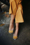 Fongt Fongt Print Tassels Flat Mules 102-0-Outfit