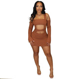 Fongt Women's Fashion Sexy Hottie Slings With Libbon Sleeves And Busty Short Dresses
