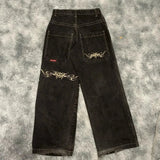 Loose Jeans Men's Vintage Print Hip Hop Gothic Street Wear Harajuku Men's Slacks-Outfit