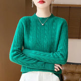Fongt Girl Feeling Jasmine Sweater Knitted Retro Collar Top Autumn And Winter Thick Bottom Shirt 2025