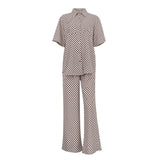Fongt Women's Summer New Print Suit Short-Sleeved Shirt With High-Waisted Trousers Casual Two Sets For Women-Outfit