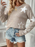 Fongt New Sweater Female Five-Pointed Star Chart Collar Long Sleeves On The Head
