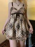 Fongt Print Bow Tie Sling Sling Sexy Babes Lace Spliced Backclothing