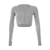 Fongt 2025 Spring New Women's Sexy Pure Color V-Neck Knitted Top T-Shirt Girl