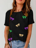 Fongt T-Shirt Fashion Women's New Summer Loose Round Collar Bow Top Woman