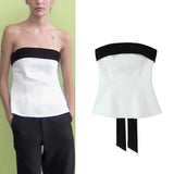 Fongt Women's Clothing 2025 Spring New Fashion Bump Back Bow Trim Tector