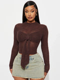 Fongt Front Breast Bow Kinetic Sweater With Sexy Body-Renovation Hottie Light Ripe Wind Pure Desire