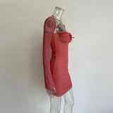 Fall Dresses For Women 2021 Long Sleeve Breast Wrapped Sexy Bodycon Outfits Elegant Casual Mini