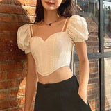 Fongt Spring Ins New Sexy Sweet French Court Style Bubble Sleeve Short Jacket