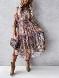 Print V Neck Long Shirt