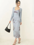 High-End Fishtail Dress Set For Women In 2024 Autumn New Style Slim Halter Dress + Cardigan-Outfit