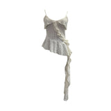 Fongt Girls Irregular Slings Sherse Women's New Sexy Leaf Leaf Blitting Short Blouse 9211