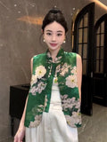 Chinese Style Retro Tang Dynasty Vest Women's 2024 Xia Xin Zen Plate Buckle Collar Sleeveless Vest Clip Jacket-Outfit