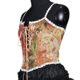 Fongt And Winter New Women's Style French Retro Oil Style Sling Vest Fish Bone Shaping Body With Corset
