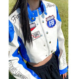 Bomber Woman Varsity Jacket 2022 winter PU Leather Jackets Racing Clothing American Baseball Jacket Bombers Coat