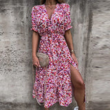 Sexy V Neck Side Slit Elegant Long