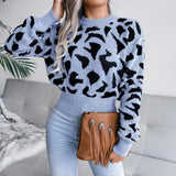 Fongt Real Autumn And Winter Casual Leopard Print Waist Knitted Umbilly Sweater Women's Clothing