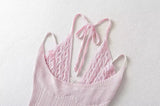 Two Tone Ribbed Halter Double Strap Top-Outfit