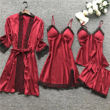 Large-Size Four-Piece Set With Chest Cushions Sexy Slings Home Lace Pajamas Casual Home