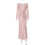 Fongt Women's Evening Dress 2025 Summer New Fashion Temperament Dress With A Round-Neck Long-Sleeved Dress