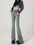 Fongt 2024 New Korean Version Of Horseshoe Pants Slim Show Thin Horn Pants-Outfit