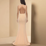Women's Dress Popular Style Splicing Diamond-Encrusted Back Tailing Dinner Banquet-Outfit