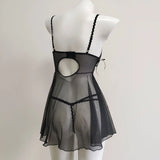 Fongt High-End Lace Pajamas Women Efflue Pure Desire To See The Mesh Sexy Elegant With Tdding Pajart Skirt