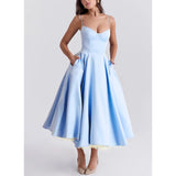 Fongt Women's New Sling V-Neck Sleeveless Dress Pony Skirt