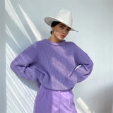 2021 Autumn Winter Oversized Long Sleeve Knitted O Neck Women Pullovers Sweater Fashion Casual Female Y2K