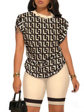 Fongt Women's Temperament Commuting Trousers Round-Neck Short-Sleeved Set In Autumn