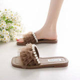 Fongt Slippers Women's Summer Flat Bottom 2025 New Fairy Wind Korean Version With Skirt Small Fragrant Wind Flat Bottom One-Word Drag