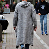 Fongt And Winter Thin Knitted Jersey Loose Version Of The Long Hoodie Cardigan Sweater Jacket