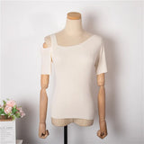 New 2022 Chic Korean Fashion Off Shoulder Knitted Sexy Sweaters Women Summer Vintage Elegant Lady Short Tops