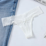 Fongt Breathable Thread Cotton Splicing Lace T-Shirt Cotton Lace Lace Side Large Size Low-Rise T-Pants Ladies Trousers