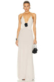 Fongt New Sling Skirt Temperament Sexy V-Neck Splicing Bare Back Chiffon Dress Woman